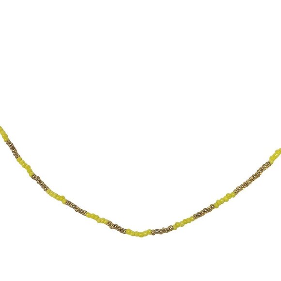 Gold Yellow Seed Beaded Necklace Boho Beach Jewelry - Picture 3 of 3